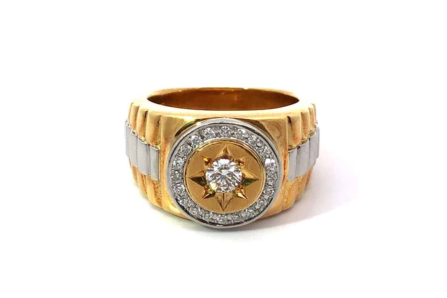 Pt900×K18×ダイヤモンドリング D0.21ct