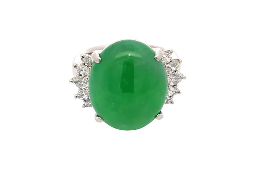 Pt900×翡翠×ダイヤモンドリング 翡翠16.04ct MD0.76ct