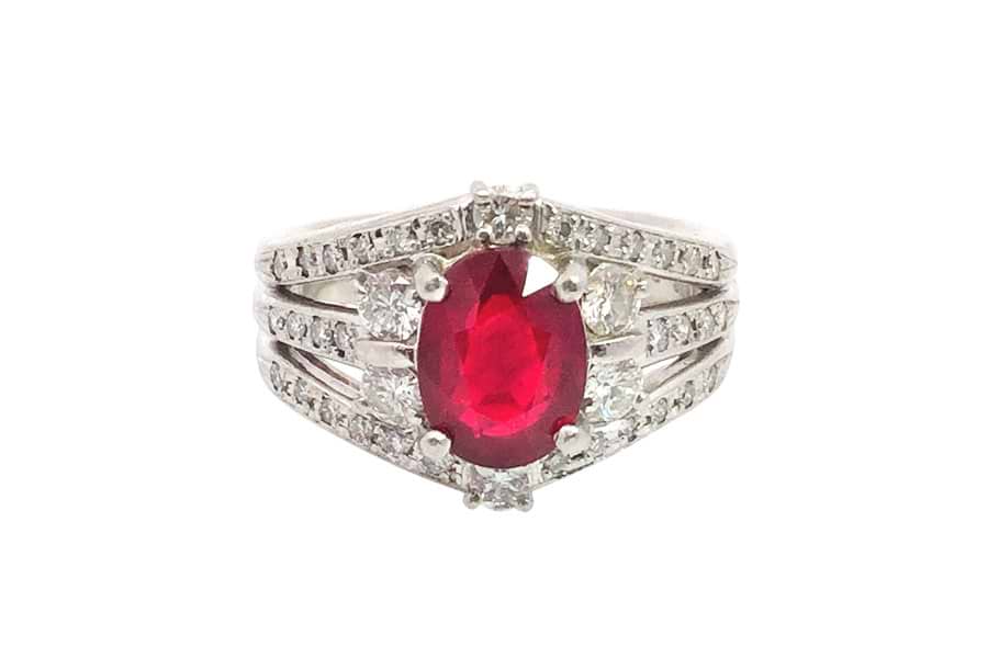 Pt900×ビルマピジョンブラッドルビー×ダイヤモンドリング ビルマピジョンブラッドR2.25ct MD0.73ct