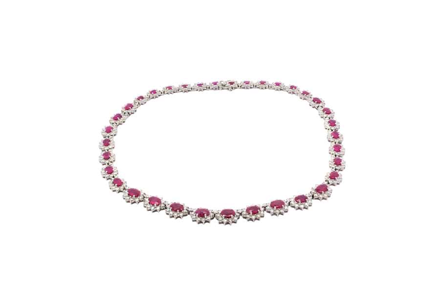 K18WG×ルビー×ダイヤモンドネックレス R20.00ct MD10.20ct