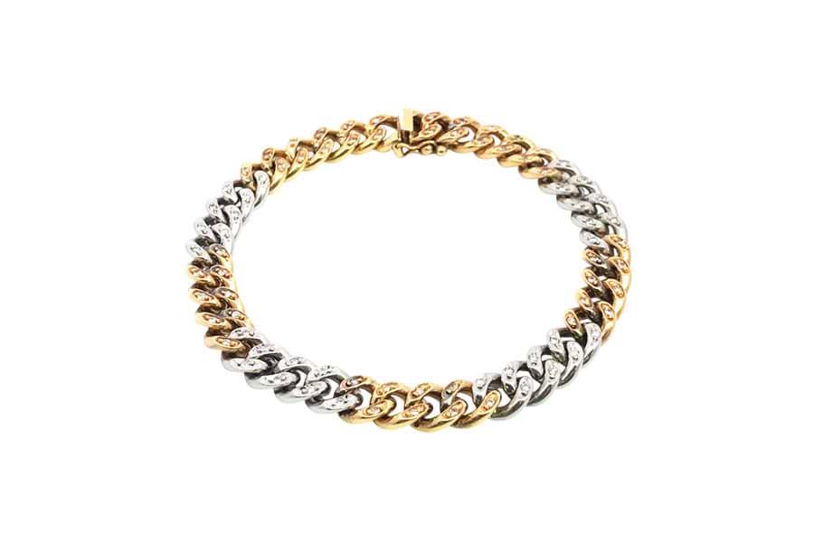 Pt850×K18×ダイヤモンドブレスレット