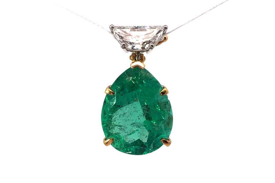 Pt900×K18×エメラルド×ダイヤモンドペンダントトップ E8.08ct MD1.67ct