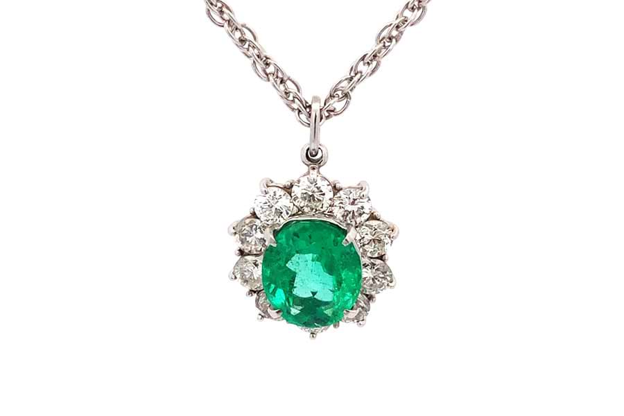 Pt900×Pt850×コロンビアエメラルド×ダイヤモンドネックレス コロンビアE3.32ct MD1.94ct