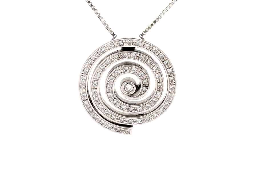 K18WG×ダイヤモンドネックレス MD0.96ct