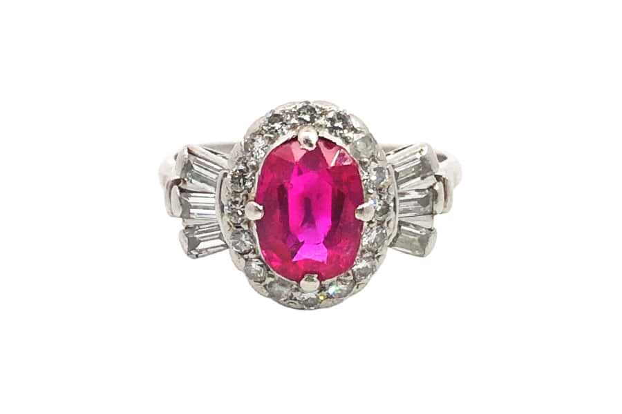 Pm×非加熱ビルマサファイア×ダイヤモンドリング 非加熱ビルマS2.08ct