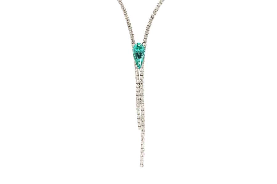 K18WG×パライバトルマリン×ダイヤモンドネックレス パライバT1.39ct MD3.06ct