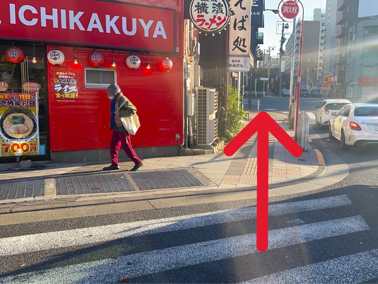 壱角家 スカイツリー店を左手に通過します