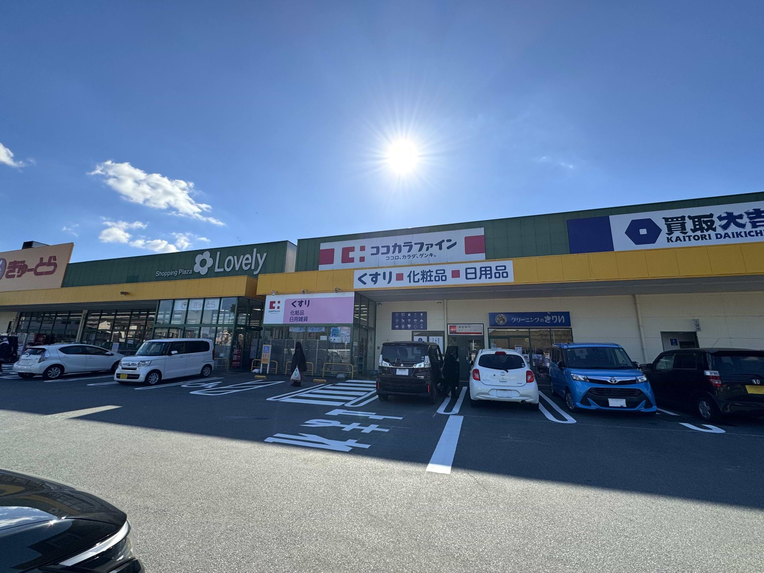 ぎゅーとらラブリー藤里店横、ココカラファイン藤里店側の出入口へ進みます