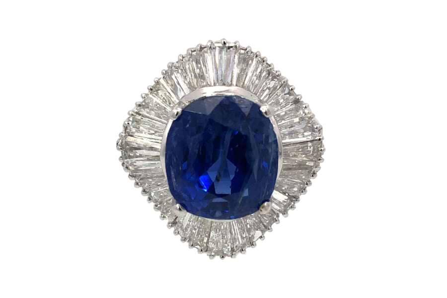 Pt900×非加熱サファイア×ダイヤモンドリング 非加熱S11.02ct MD3.10ct