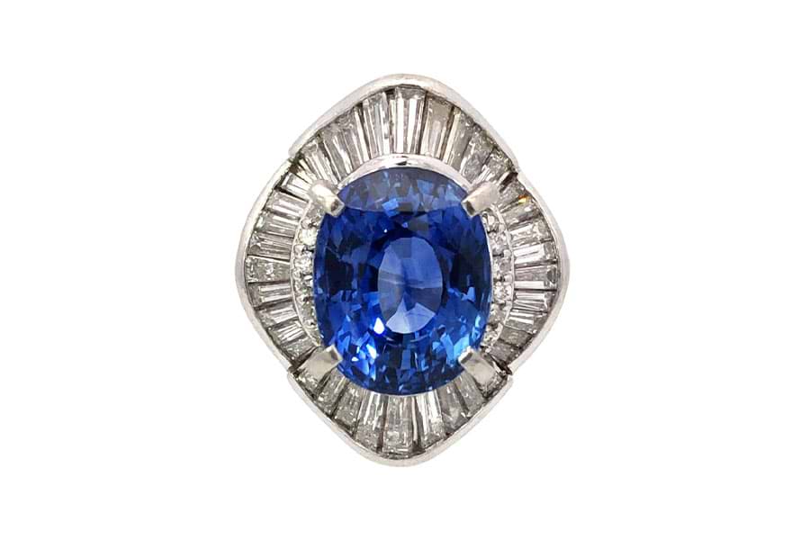 Pt900×サファイア×ダイヤモンドリング S7.19ct MD1.70ct