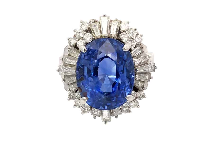 Pt900×非加熱サファイア×ダイヤモンドリング 非加熱S10.67ct MD1.49ct