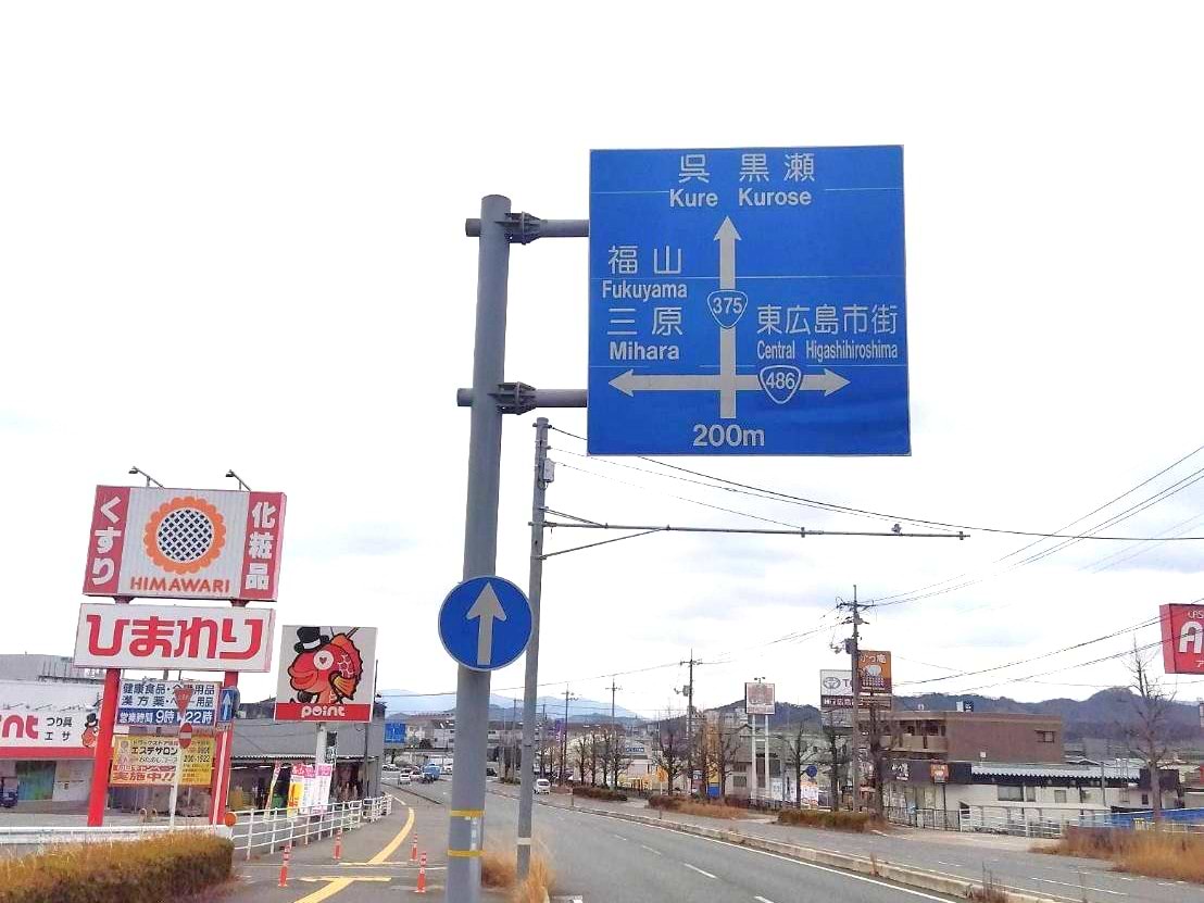 ドラッグストアひまわり、釣り具POINTを左手に見ながら通過します