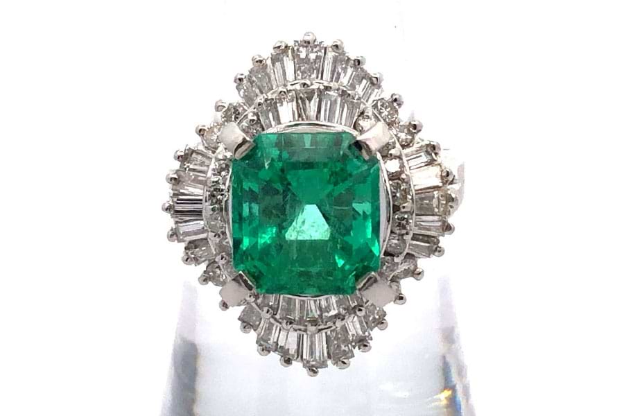 Pt900×コロンビアエメラルド×ダイヤモンドリング コロンビアE3.91ct MD1.403ct