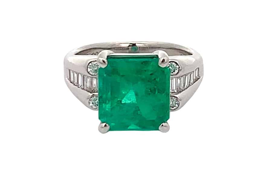 Pt900×コロンビアエメラルド×ダイヤモンドリング コロンビアE4.12ct MD0.38ct