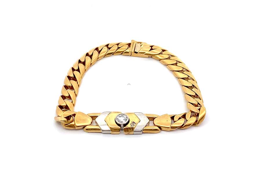 Pt850×K18×ダイヤモンドブレスレット D0.55ct