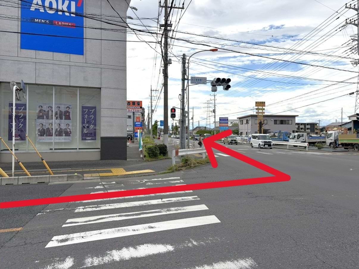 本庄警察署入口交差点【17号線】を左折します