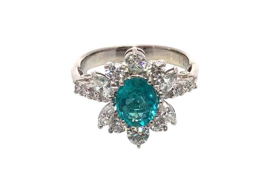 Pt900×パライバトルマリン×ダイヤモンドリング パライバT1.45ct MD1.47ct