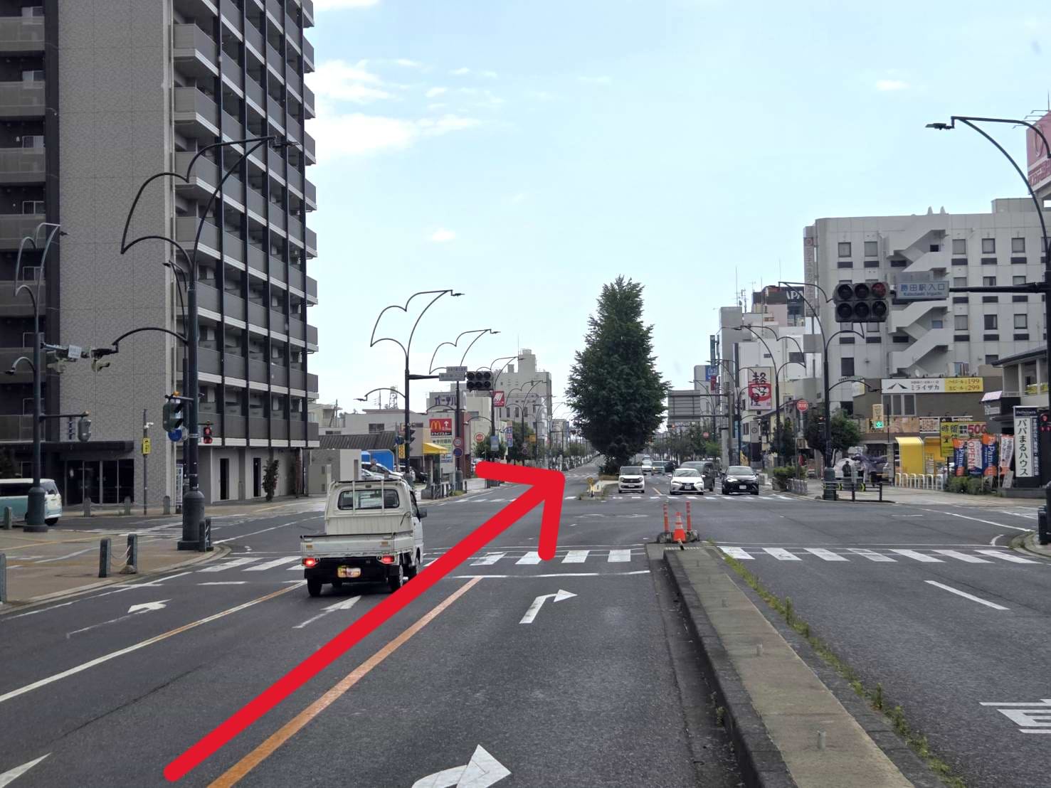 昭和通りをひたちなか海浜公園方面へ、3kmほど直進します