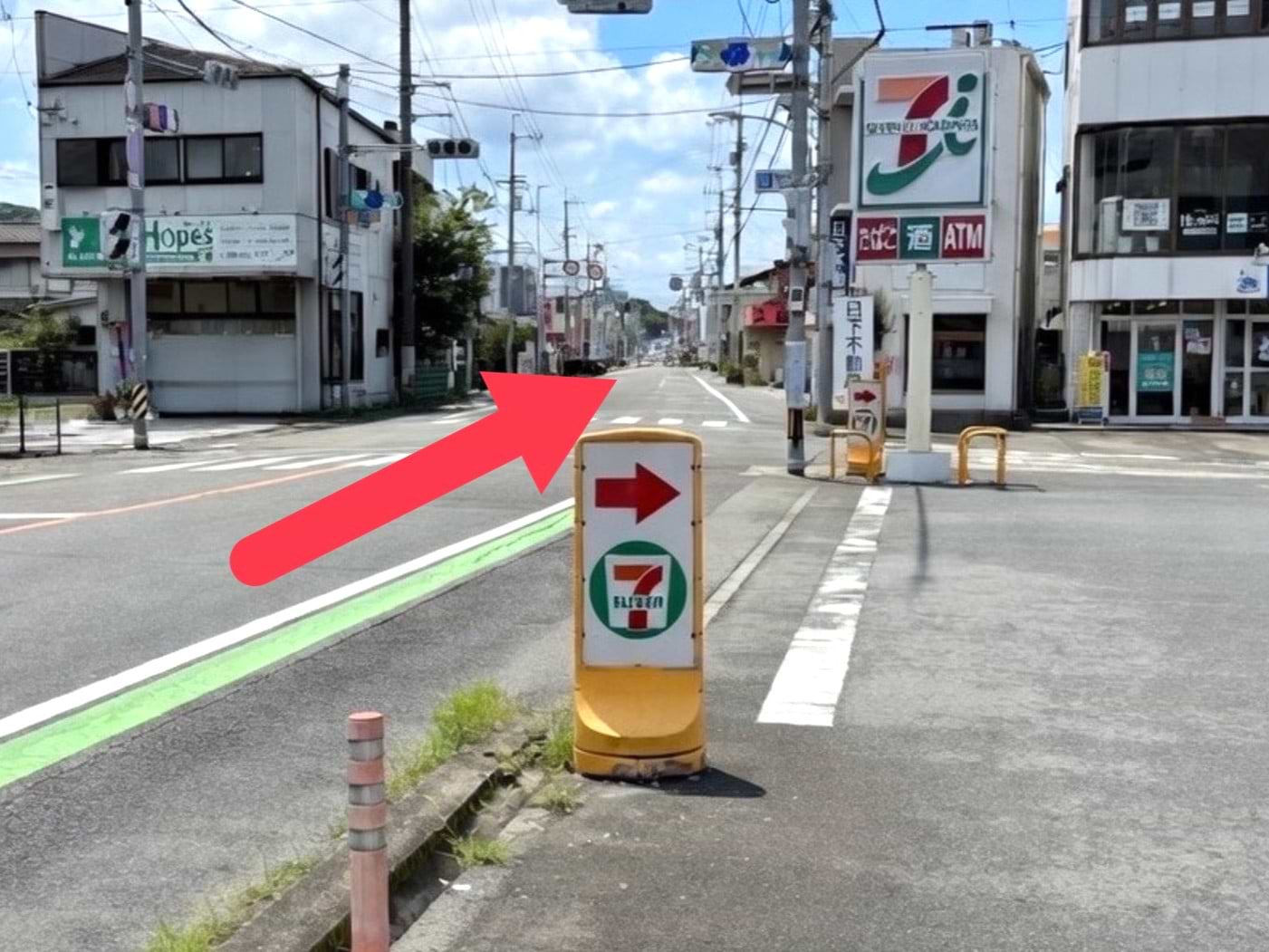 セブンイレブン国府町府中店を通過します