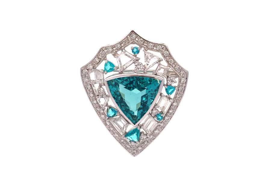 K14WG×Pt900×トルマリン×ダイヤモンドペンダントトップ T7.121ct MD2.28ct