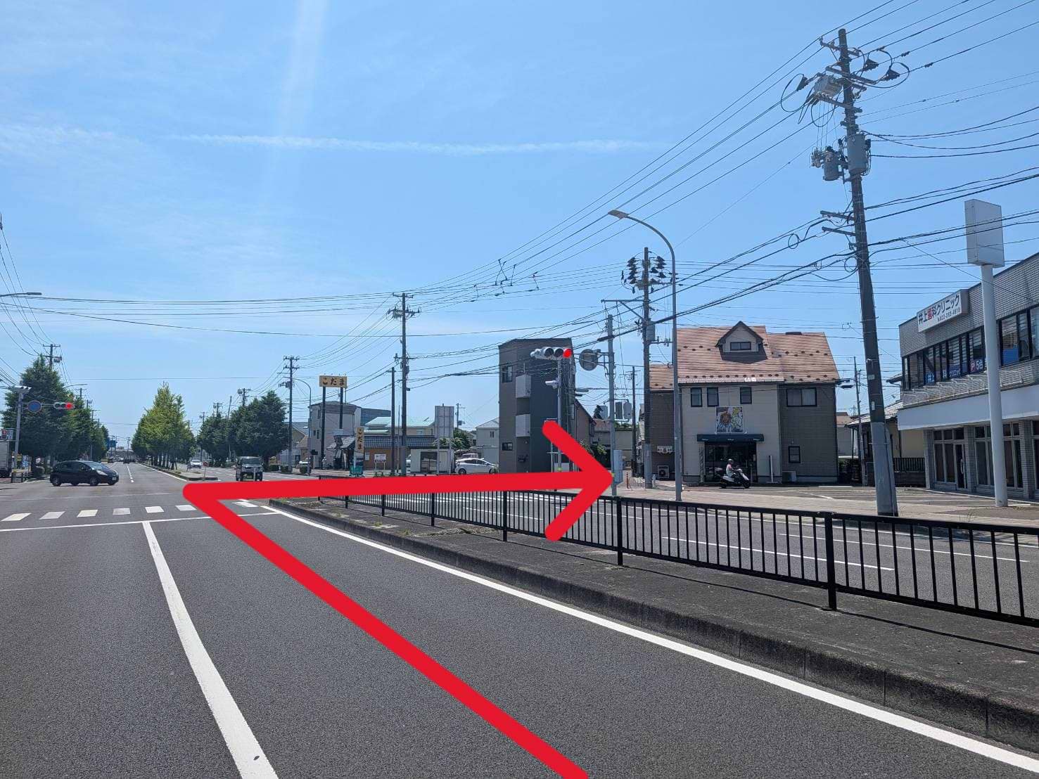 宮城の萩大通の遠見塚1丁目の信号を右折します