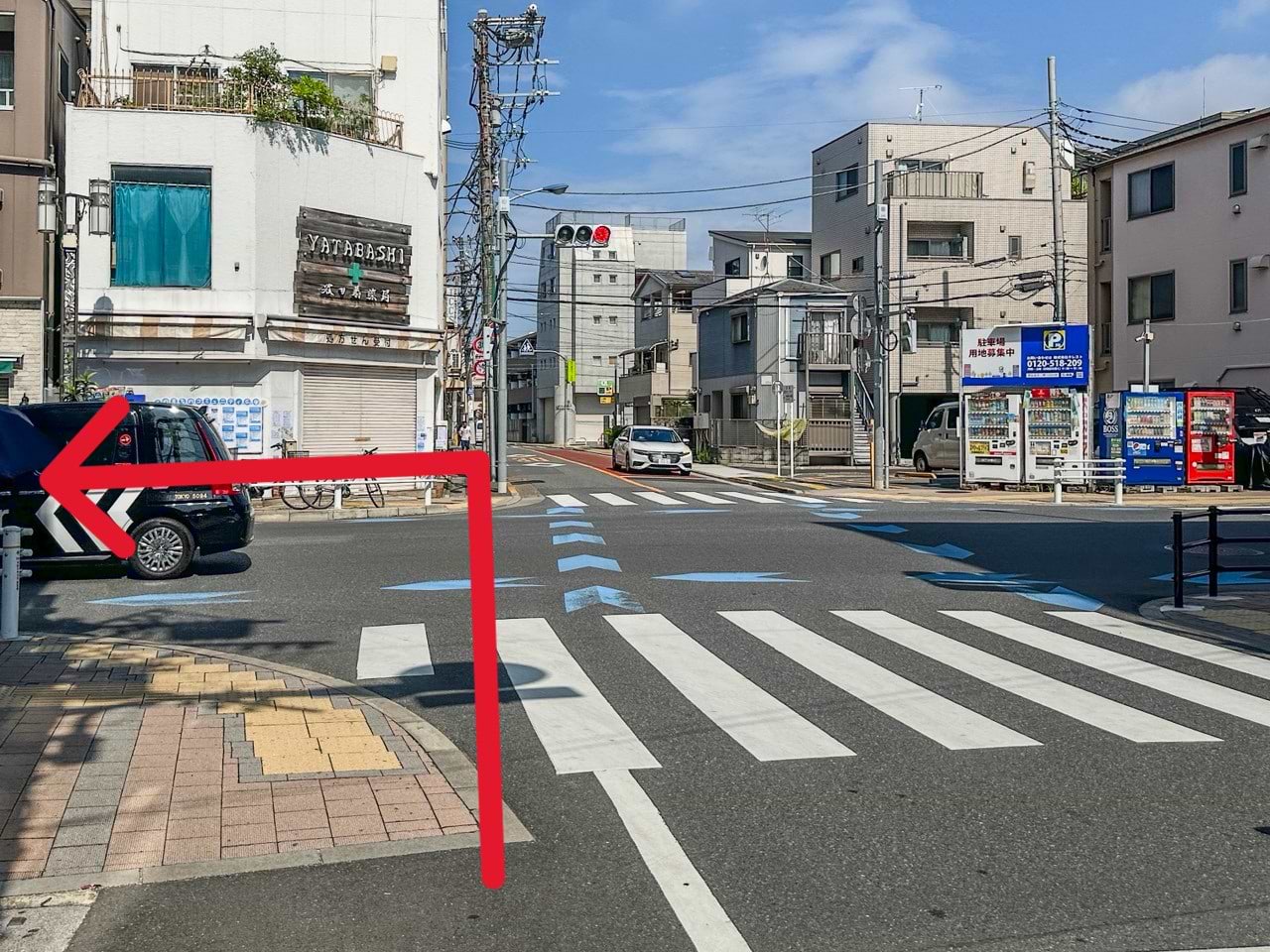 谷田橋交差点を左折します