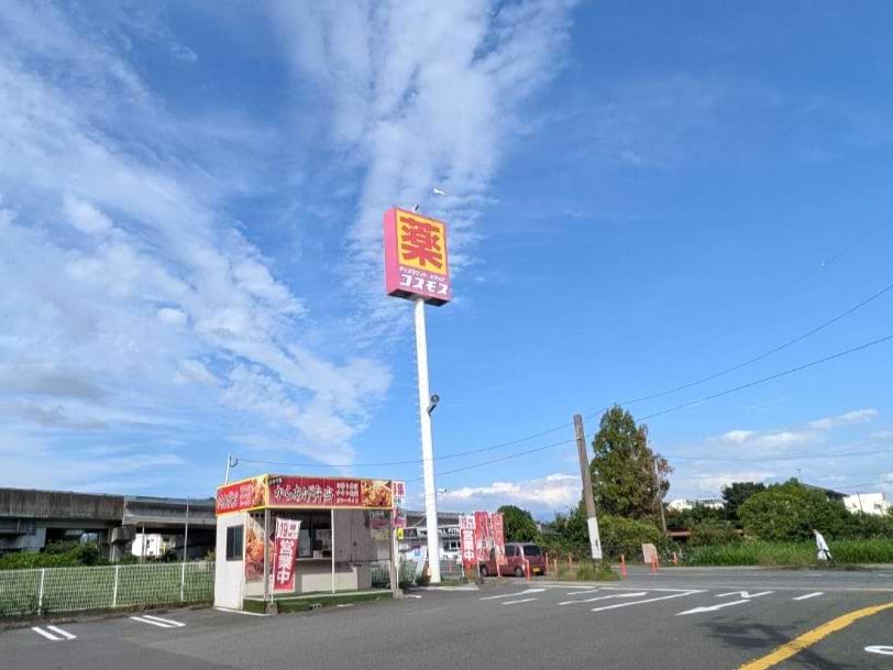 ドラッグストアコスモス 小郡店を右手にさらに直進します