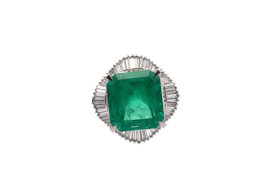Pt900×コロンビアエメラルド×ダイヤモンドリング コロンビアE12.50ct MD1.35ct