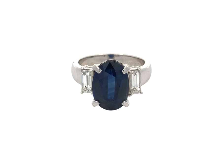 リング Pt900 約12号 ブルーサファイア5.445ct ダイヤ0.769ct