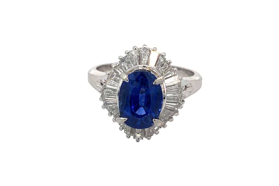 リング Pt900 約11号 サファイア2.54ct ダイヤ1.05ct