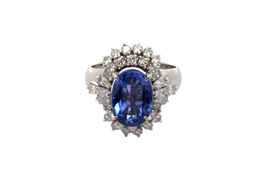 リング Pm850 約11号 サファイア3.39ct ダイヤ1.02ct