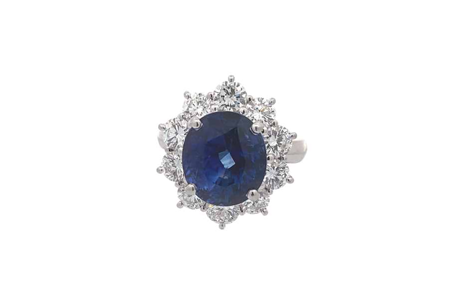 リング Pt900 約12.5号 サファイア8.123ct ダイヤ2.295ct