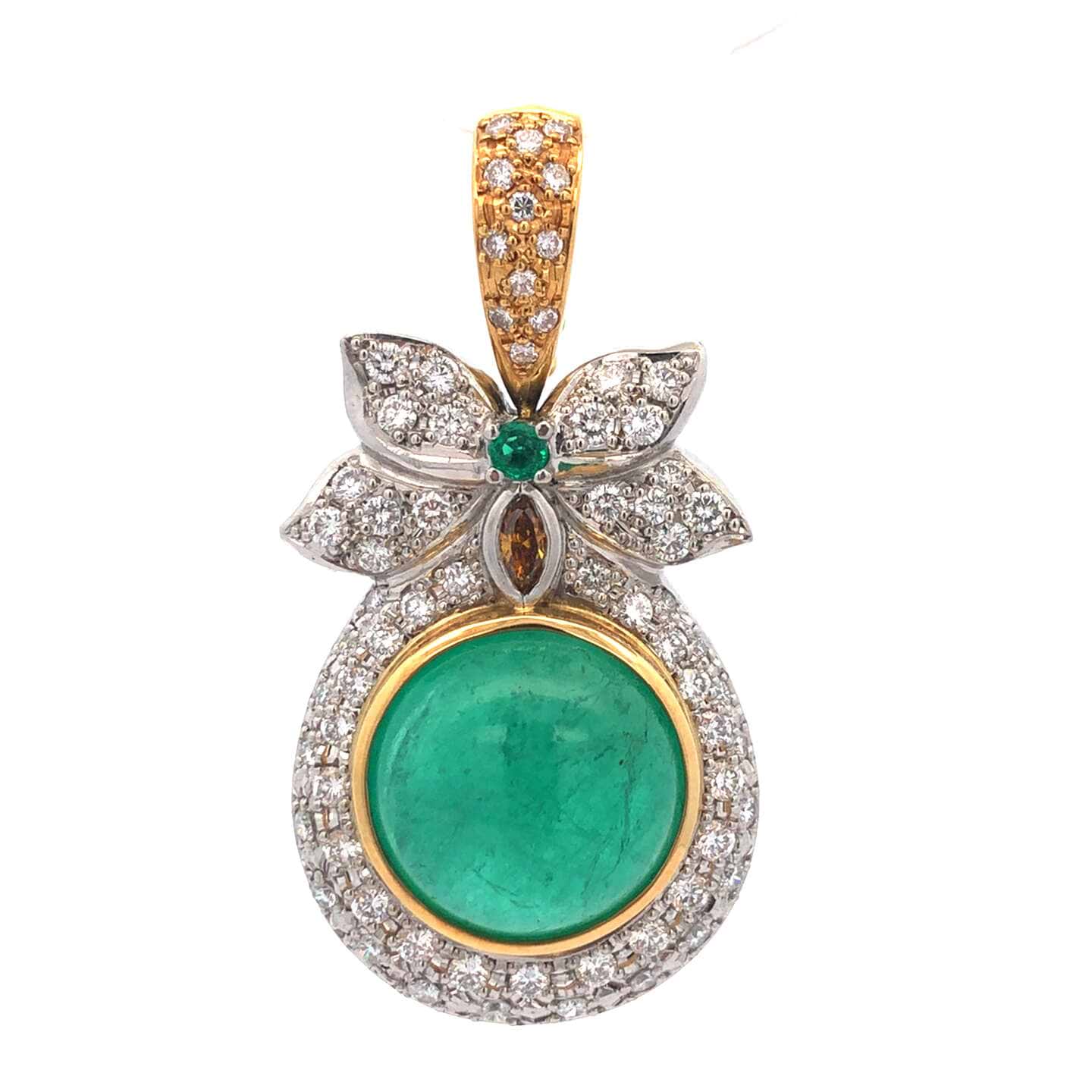 Pt900×K18×エメラルド×ダイヤモンドペンダントトップ E13.75ct MD1.77ct MD0.08ct