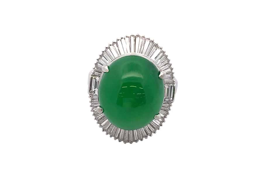 リング Pt900 約16.5号 ヒスイ16.04ct ダイヤ1.80ct