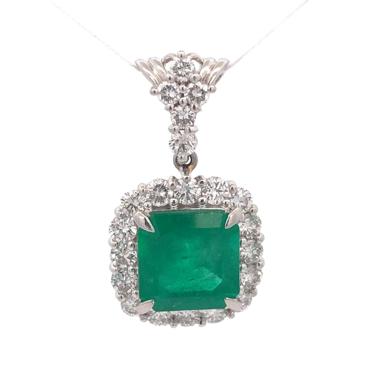 Pt900×コロンビアエメラルド×ダイヤモンドペンダントトップ コロンビアE5.58ct MD1.95ct