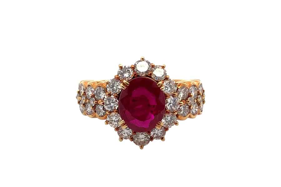 K18×ルビー×ダイヤモンドリング R2.09ct MD2.135ct