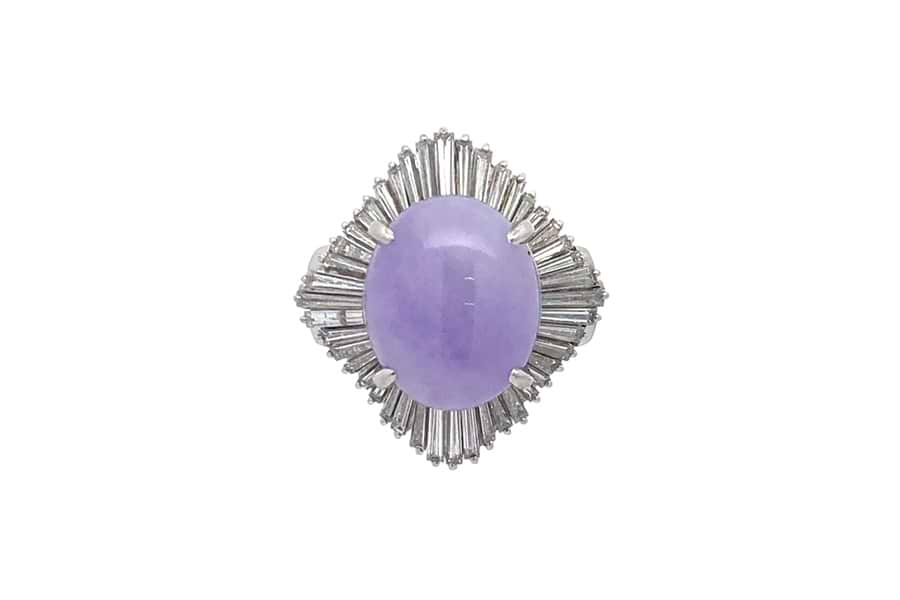 リング Pt900 約11号 ラベンダー翡翠9.370ct ダイヤ1.57ct