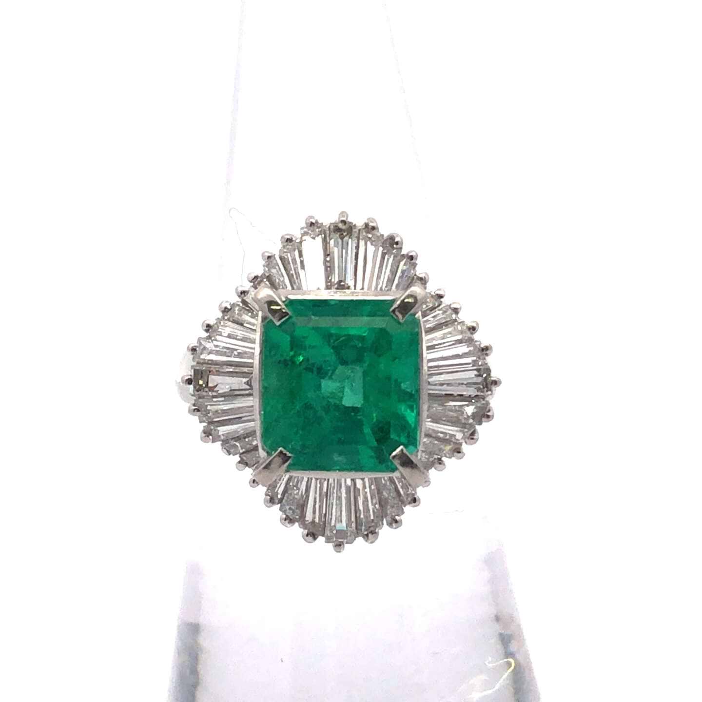 Pt900×コロンビアエメラルド×ダイヤモンドリング コロンビアE3.12ct MD1.30ct