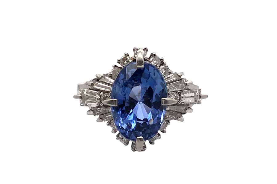 Pm900×非加熱サファイア×ダイヤモンドリング 非加熱S5.90ct MD1.00ct