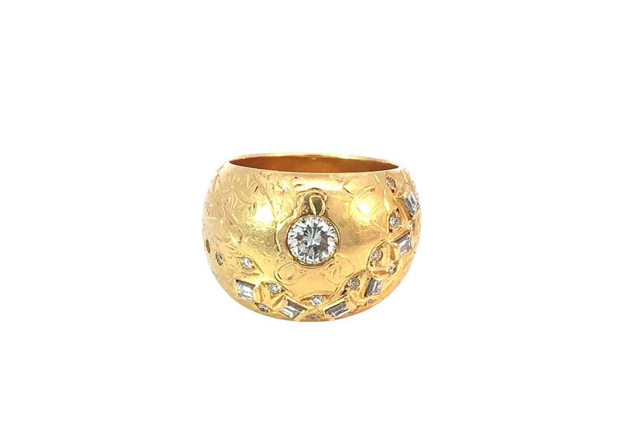 リング K18 約19号 ダイヤ0.563ct ダイヤ0.40ct ダイヤ0.20ct