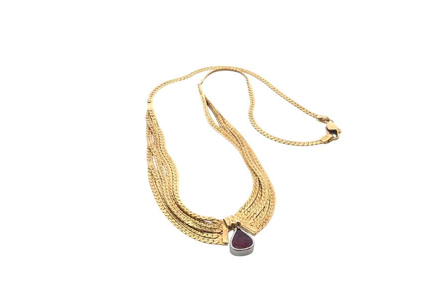 ネックレス Pt850,K18,750 全長約40.2cm ルビー1.18ct
