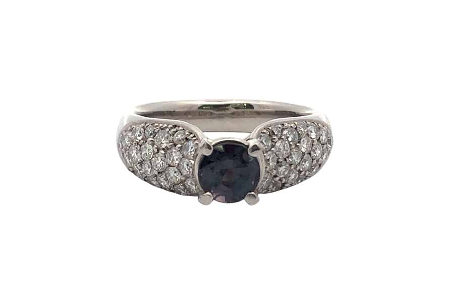 Pt900×アレキサンドライト×ダイヤモンドリング AL0.83ct MD0.78ct