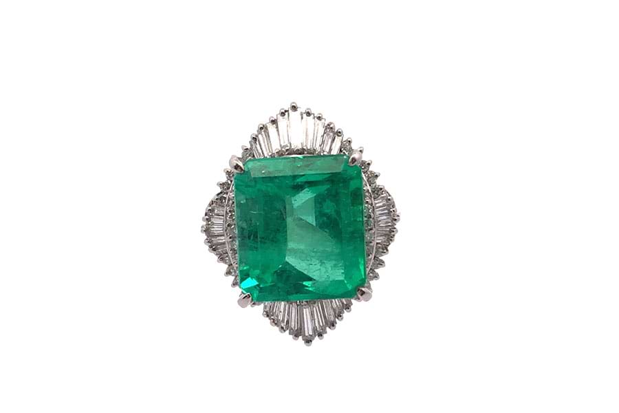 Pt900×コロンビアエメラルド×ダイヤモンドリング コロンビアE11.59ct MD1.30ct