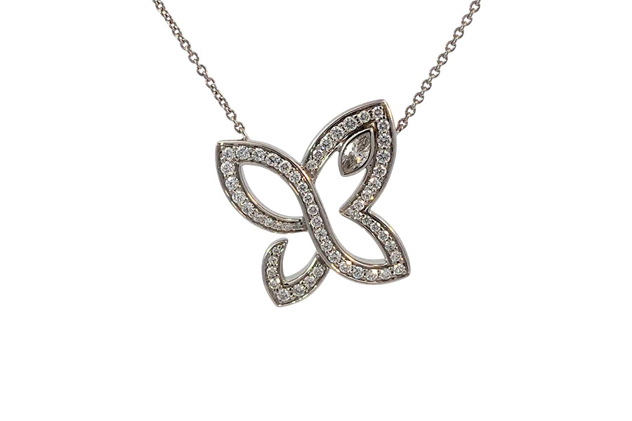 ハリー・ウィンストン インフィニット リリークラスター ネックレス Pt950 全長約40.5cm ダイヤ0.14ct
