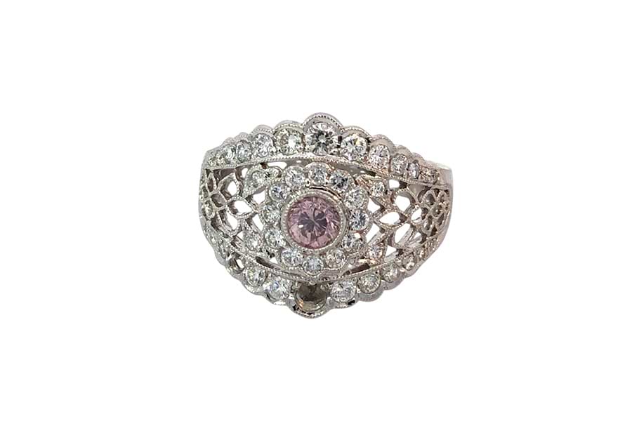 リング Pt950 約12.5号 ピンクダイヤ0.31ct ダイヤ0.71ct