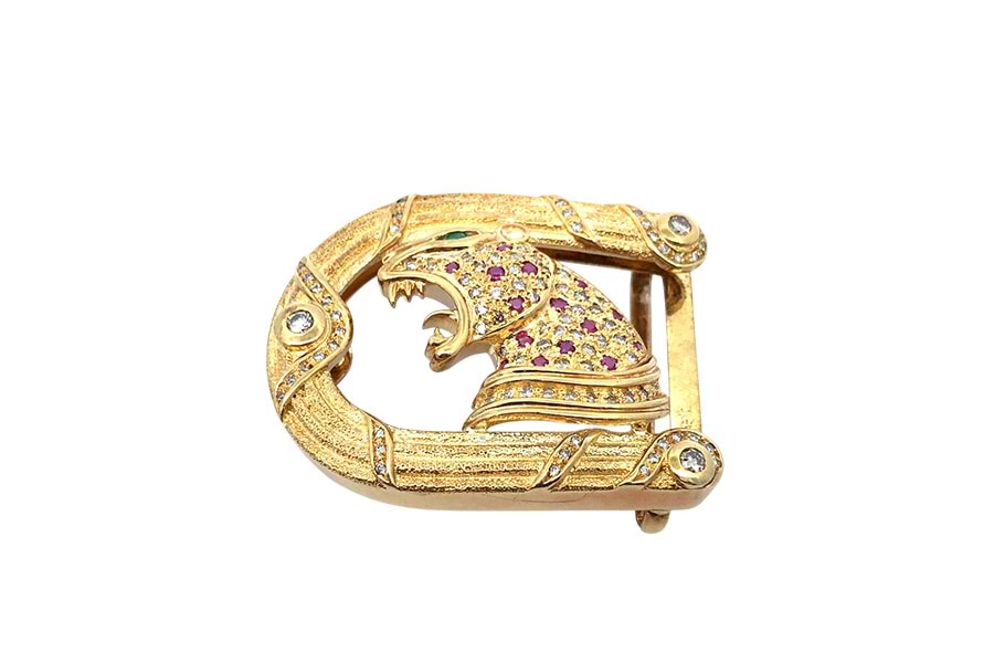 バックル K18 ダイヤ1.60ct ルビー/エメラルド0.45ct
