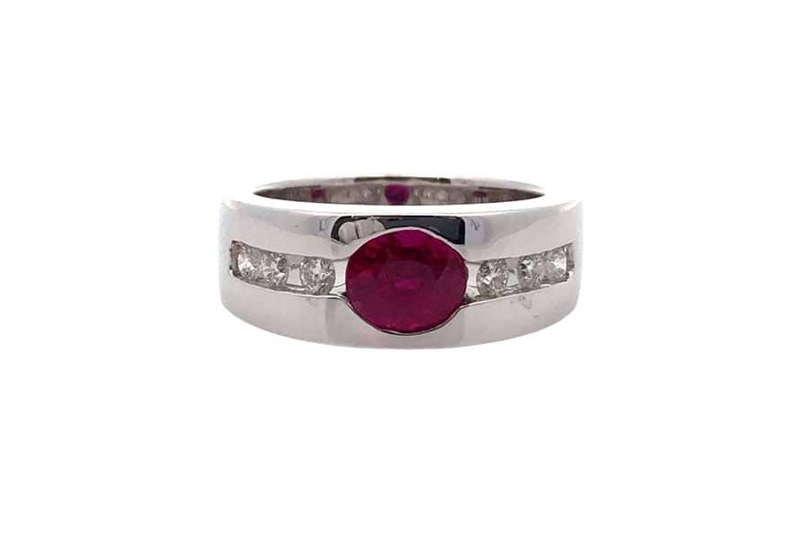 K18WG×ルビー×ダイヤモンドリング R2.45ct MD0.34ct