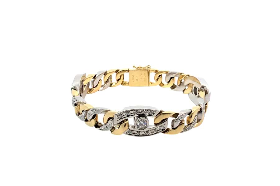 ブレスレット Pt850,K18 内径約18.0㎝ ダイヤ0.768ct ダイヤ0.75ct