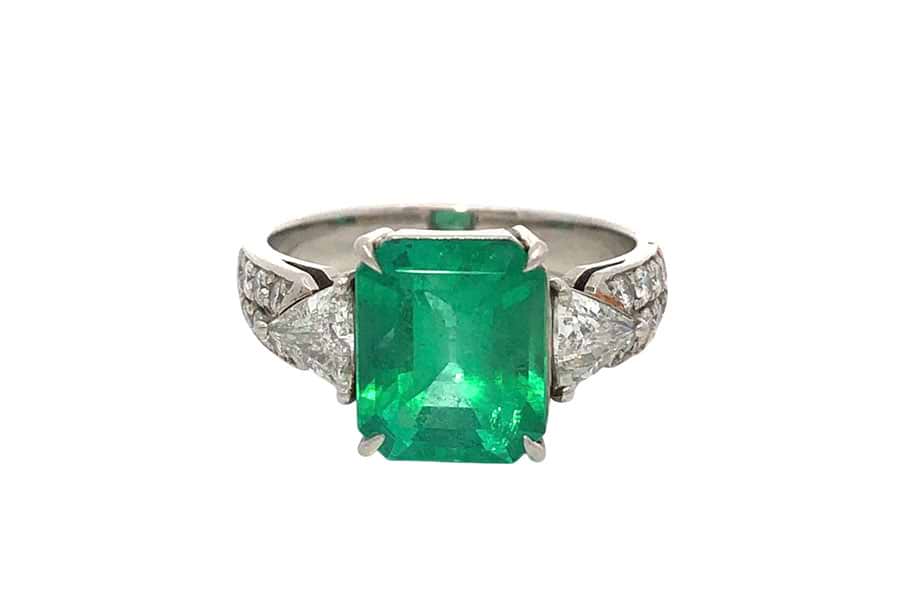 Pt900×エメラルド×ダイヤモンドリング E3.00ct MD0.48/0.39ct