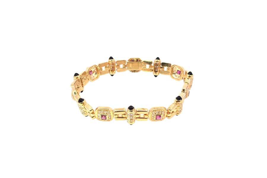 ブレスレット 750 内径約16.5号 ダイヤ1.18ct ルビー1.22ct
